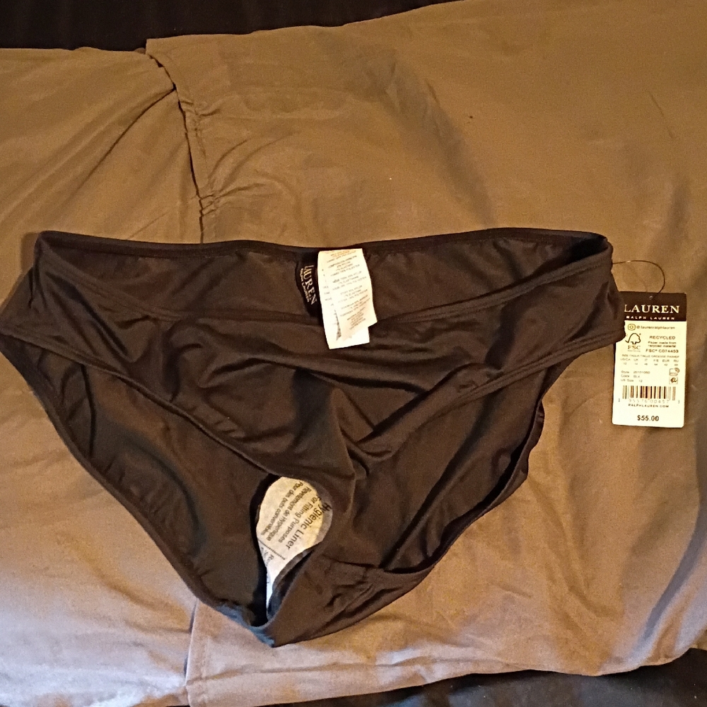 Lauren Ralph Lauren Solid Black Swim Bikini Bottoms